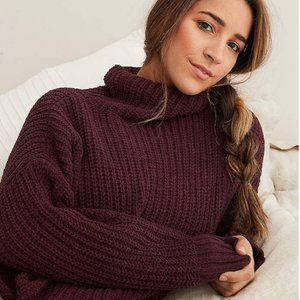 Aerie Oversized Chunky Chenille Turtleneck Sweater